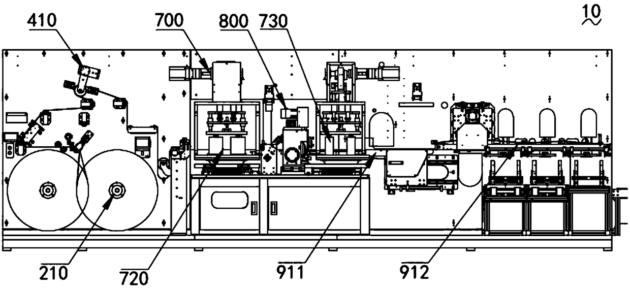 Die cutting mechanism with pole piece corner cutting, system comprising die cutting mechanism and method