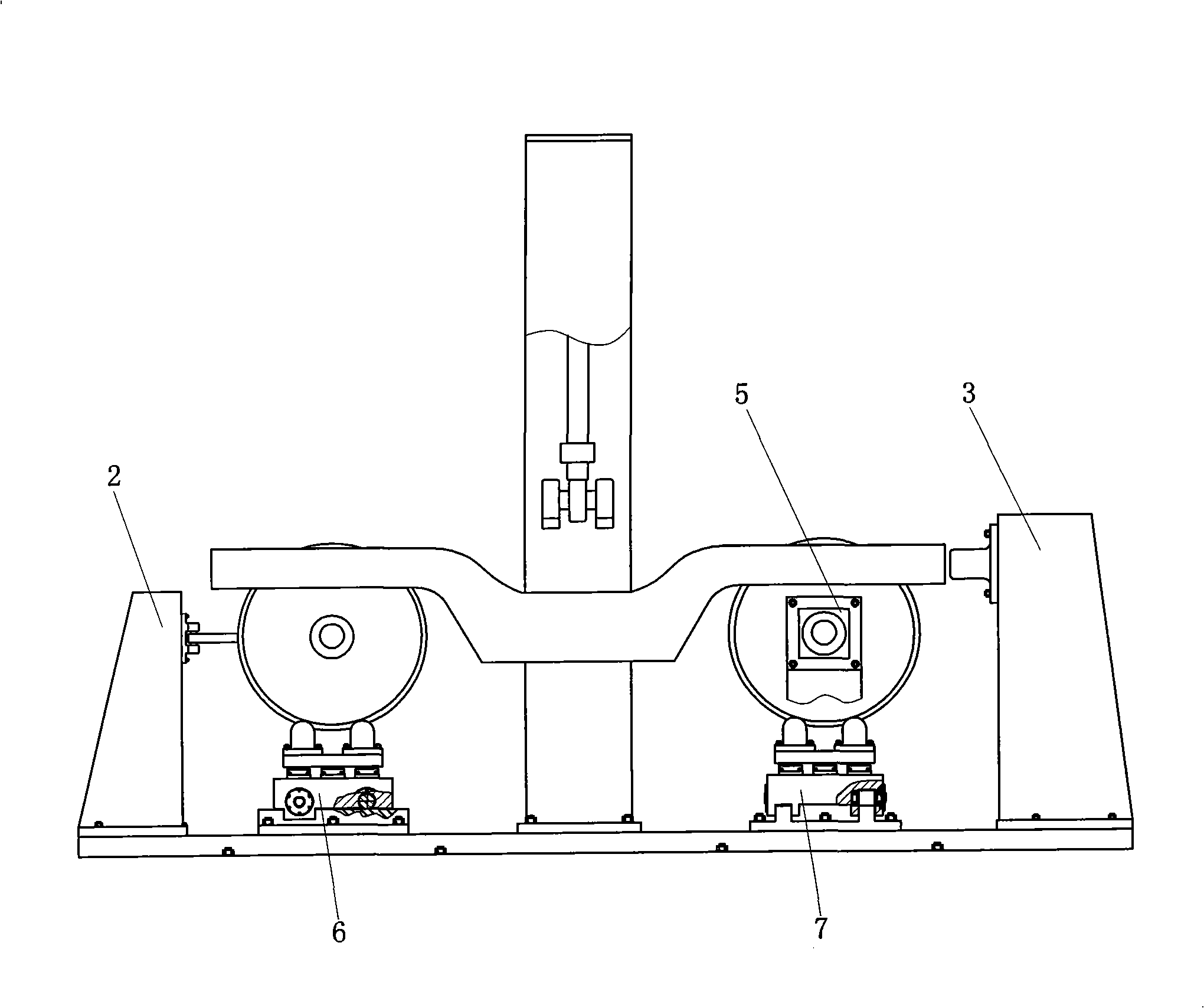 Test stand capable of simultaneously measuring railway stock bogie three-way rigidity