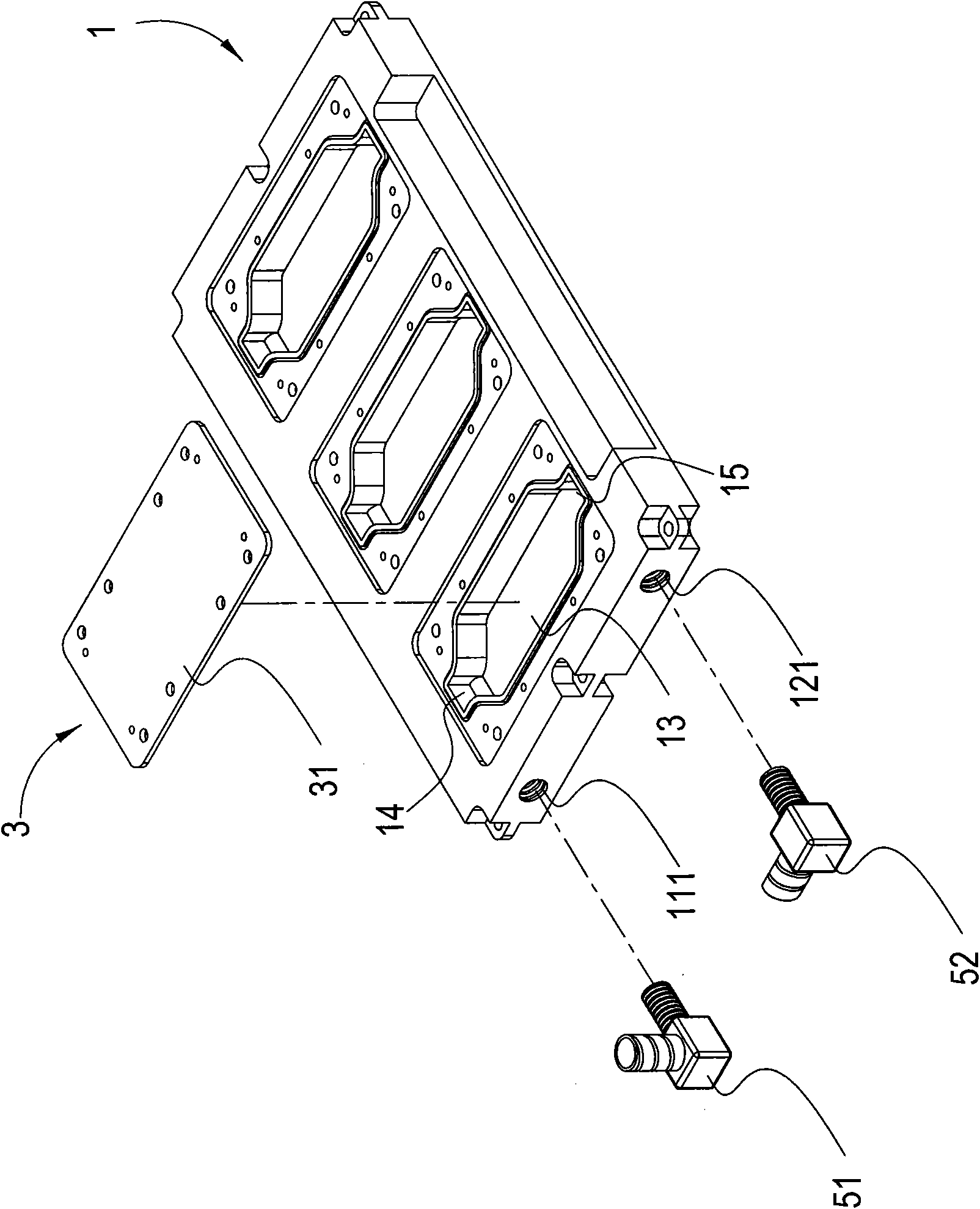 Liquid-cooled radiation structure