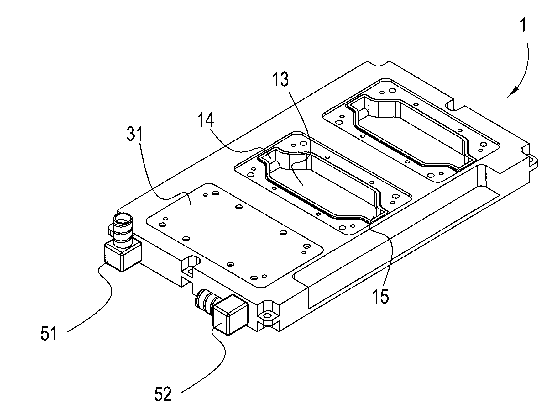 Liquid-cooled radiation structure