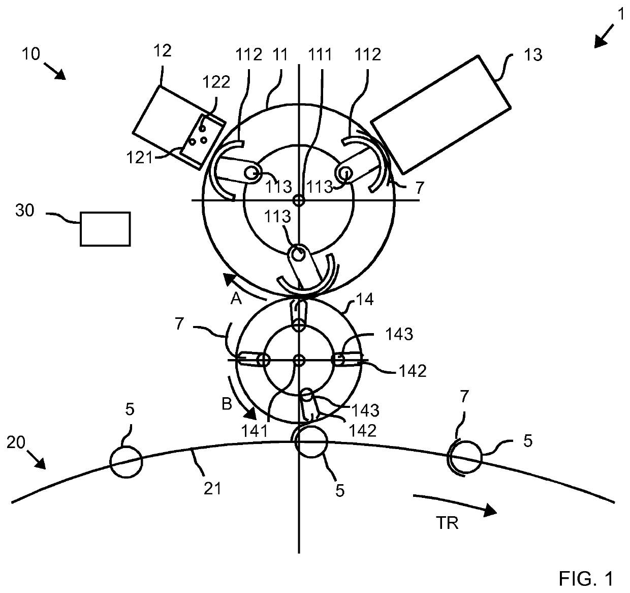 Container-handling installation and method for conveying functional elements in a container-handling installation for the purpose of handling containers