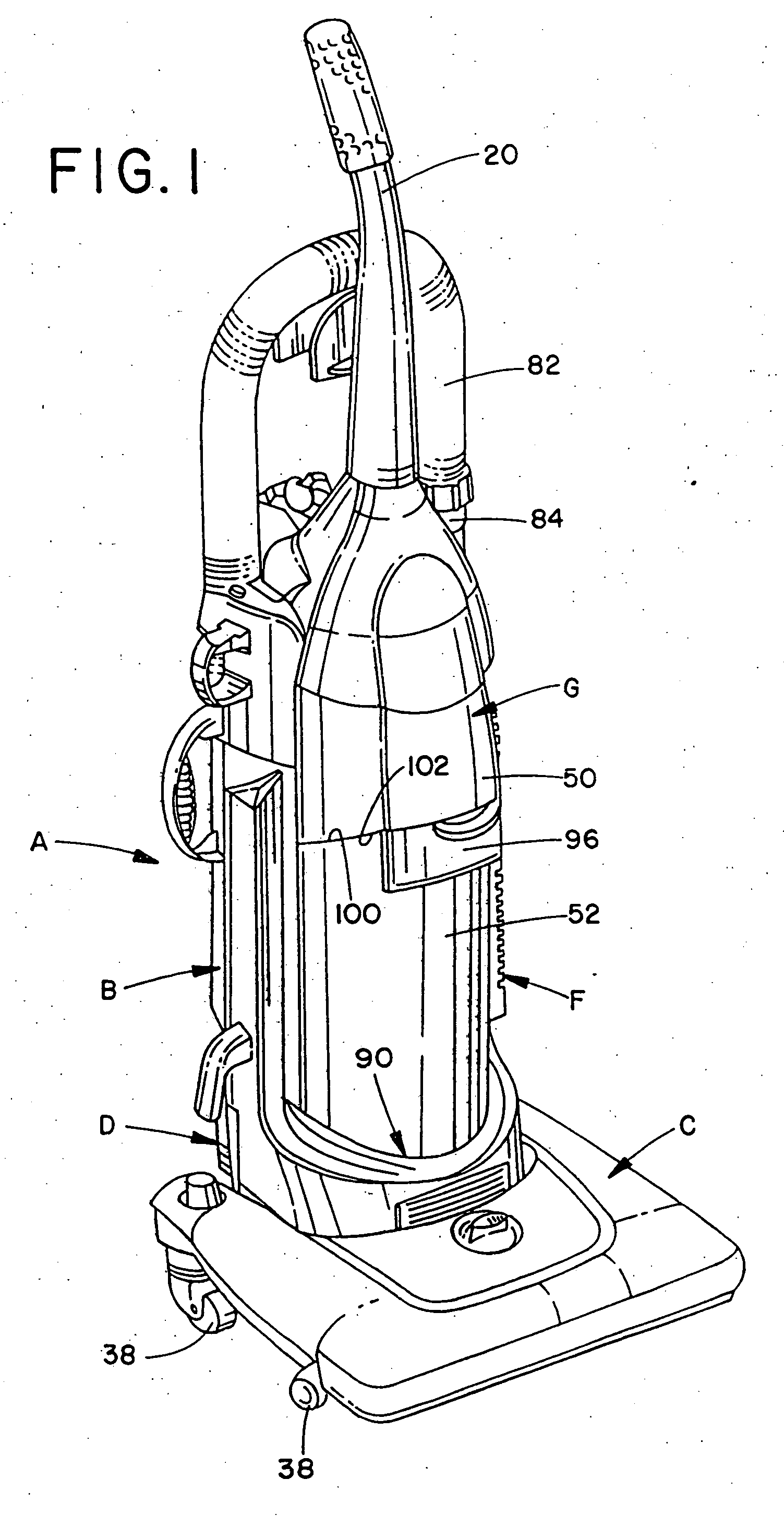 Upright vacuum cleaner with cyclonic airflow