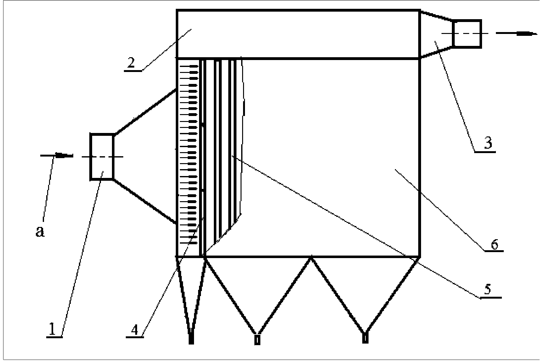 Fiber curtain smoke and spark insulating device for bag type dust collector