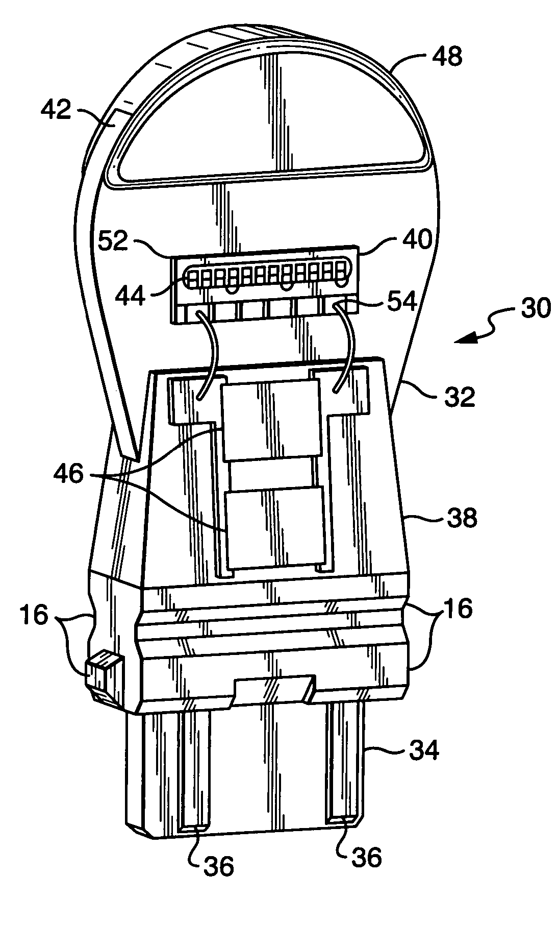 Wedge-based lamp with LED light engine and method of making the lamp