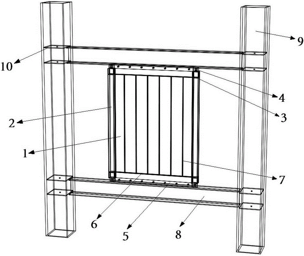 Assembly type ribbed steel plate shear wall with frame