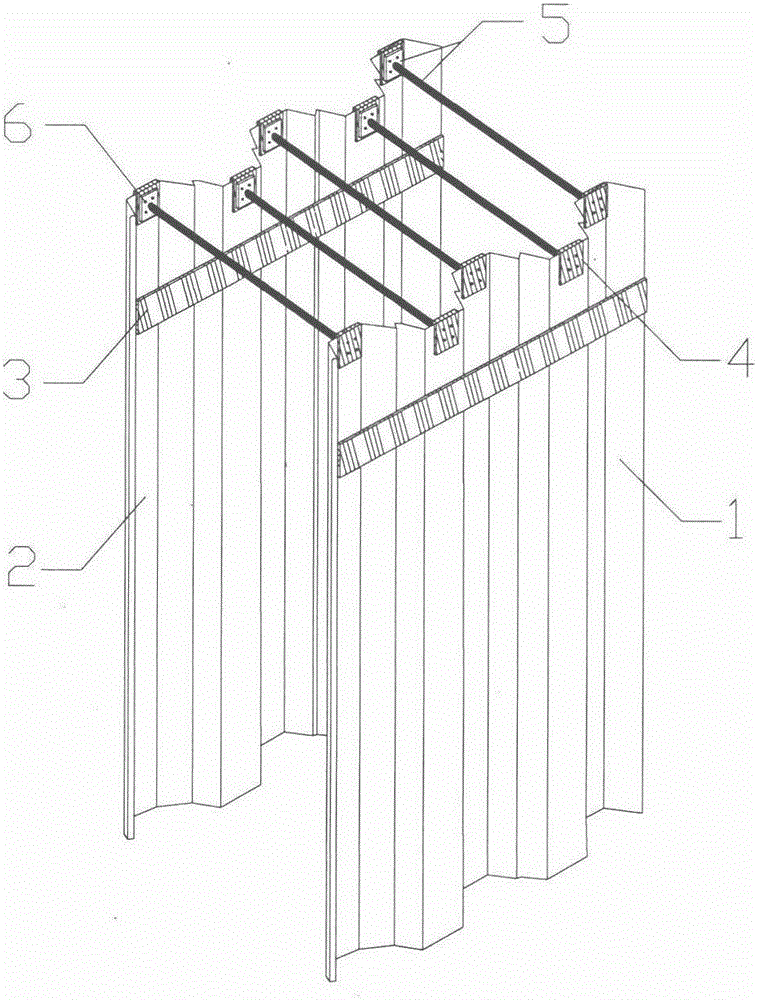 Supporting structure with two rows of steel sheet piles and construction method of supporting structure