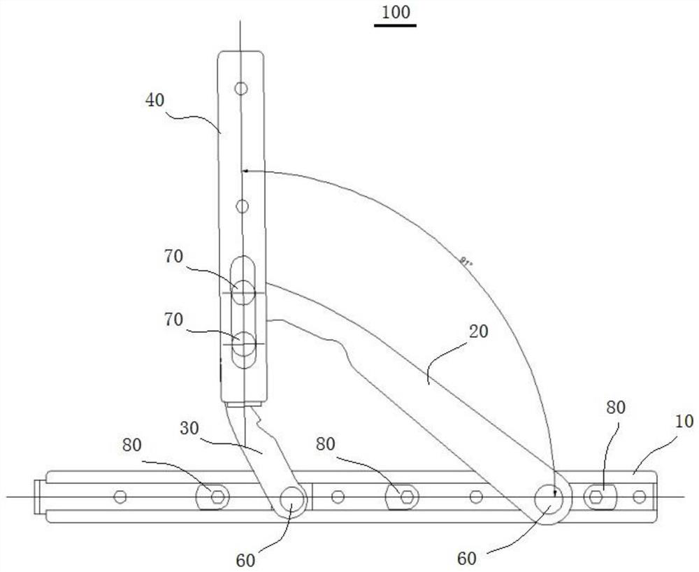 90-degree side-hung hinge for heavy triple rod