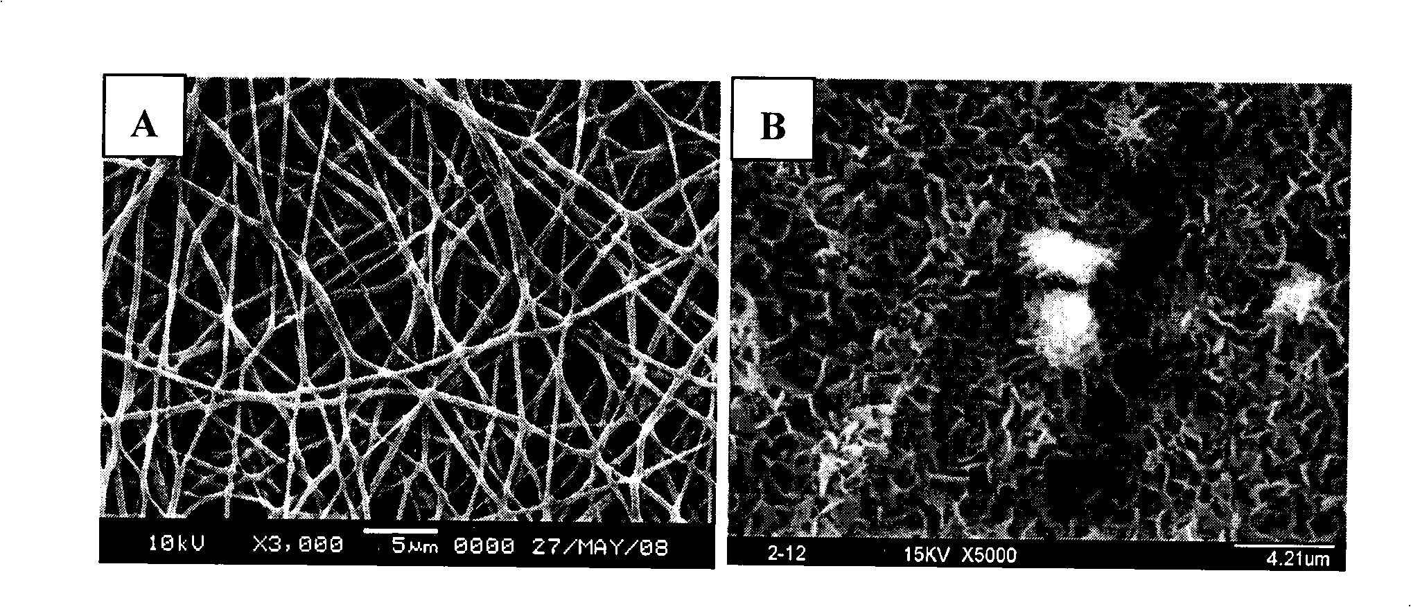 Method for preparing galvanic deposit calcium phosphorus mineralized layer superfine fibre bone material