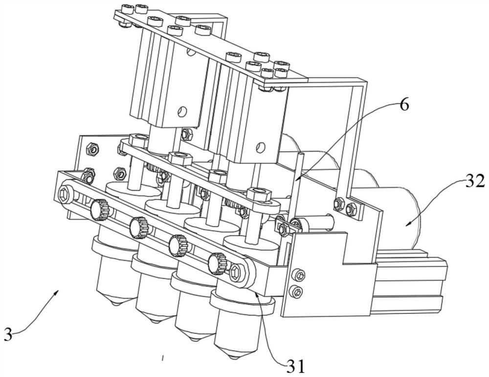 A z-pin implantation device and implantation method integrated into a composite material automatic laying device