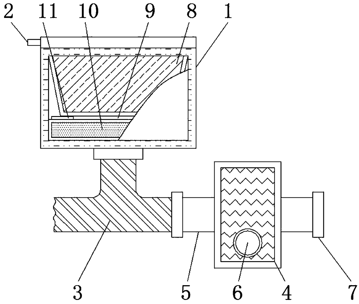 Rain and sewage filtering device for sponge city rainfall flood management and capable of improving water utilization rate