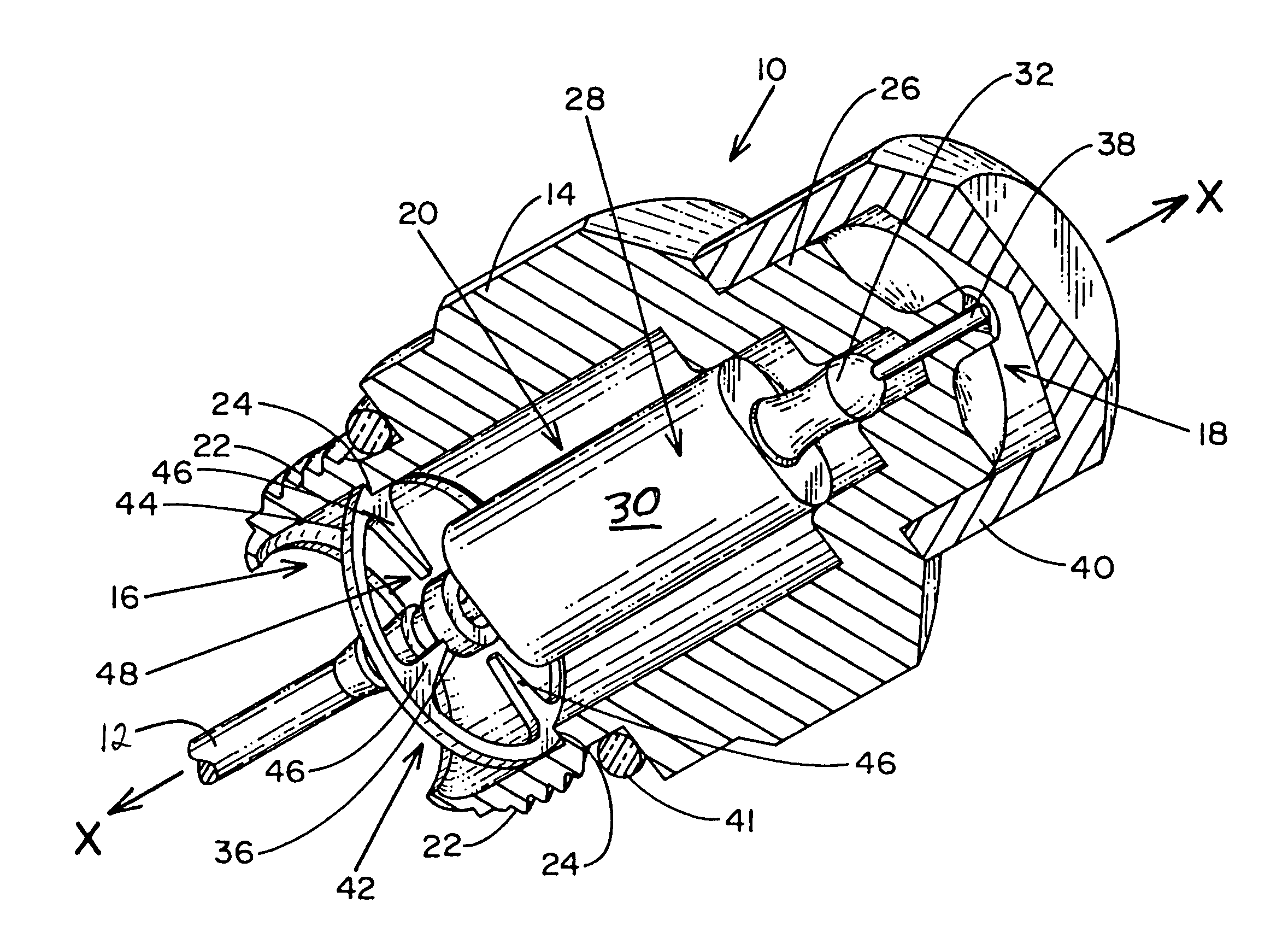 High voltage surge protection element for use with CATV coaxial cable connectors