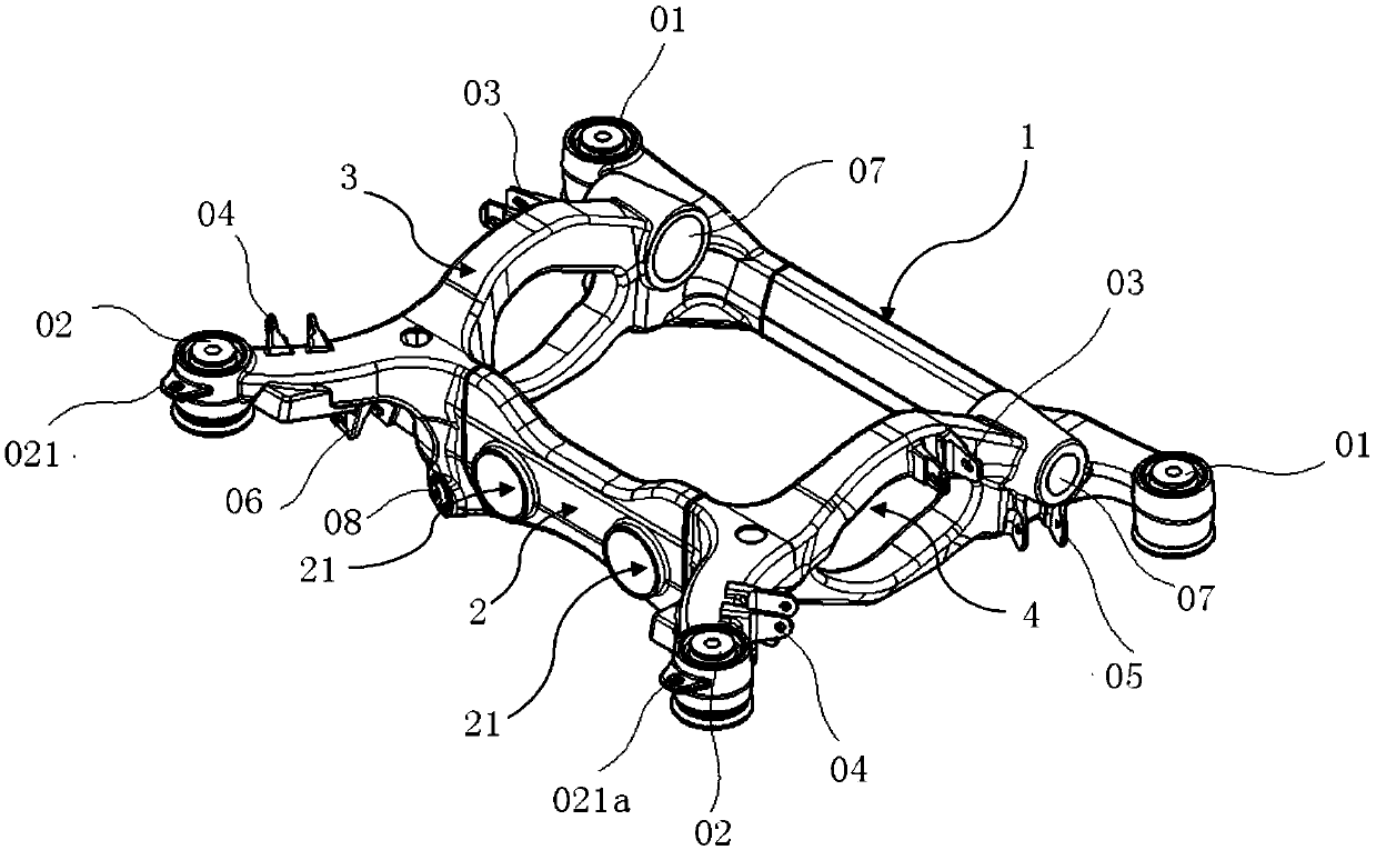 Pure electric vehicle and rear auxiliary frame thereof