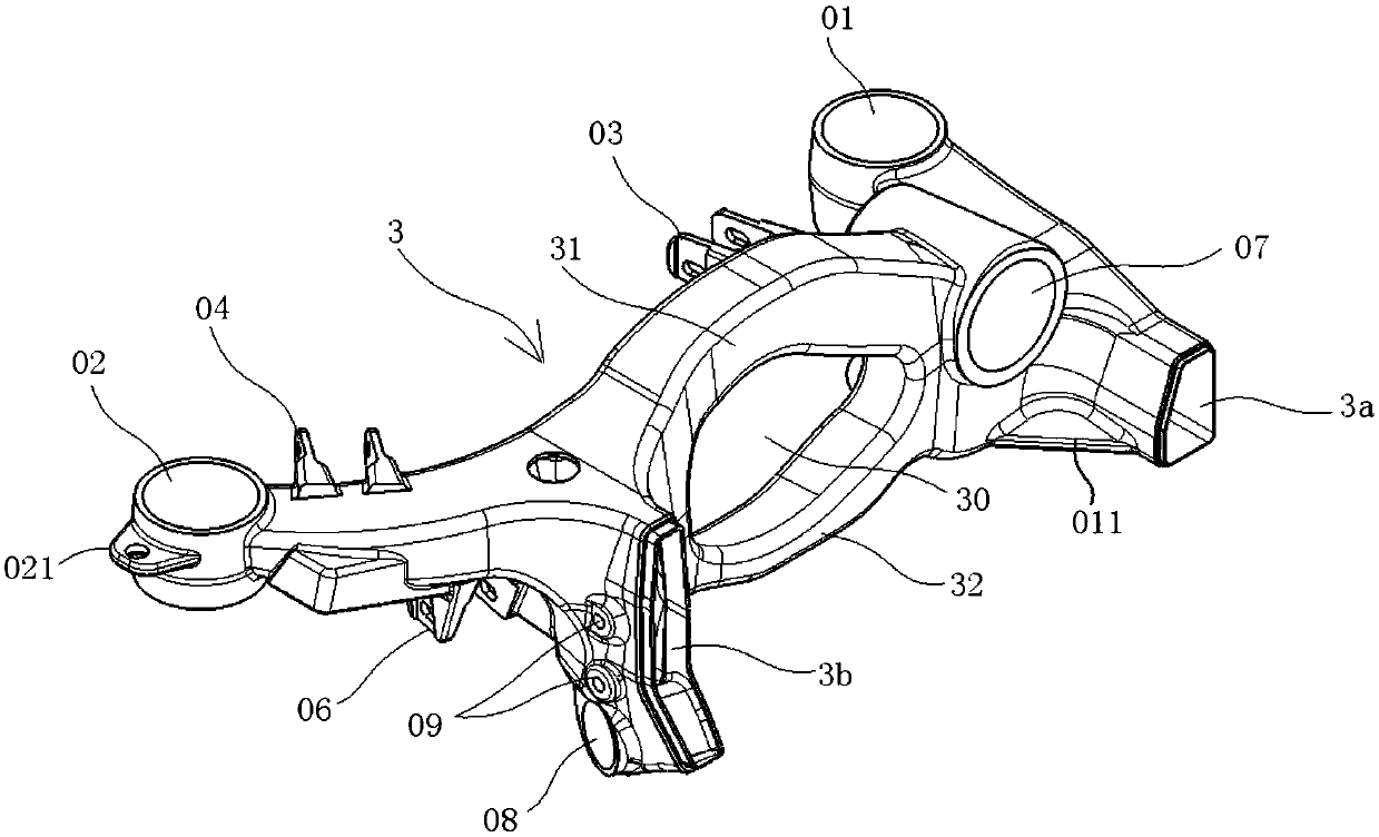 Pure electric vehicle and rear auxiliary frame thereof