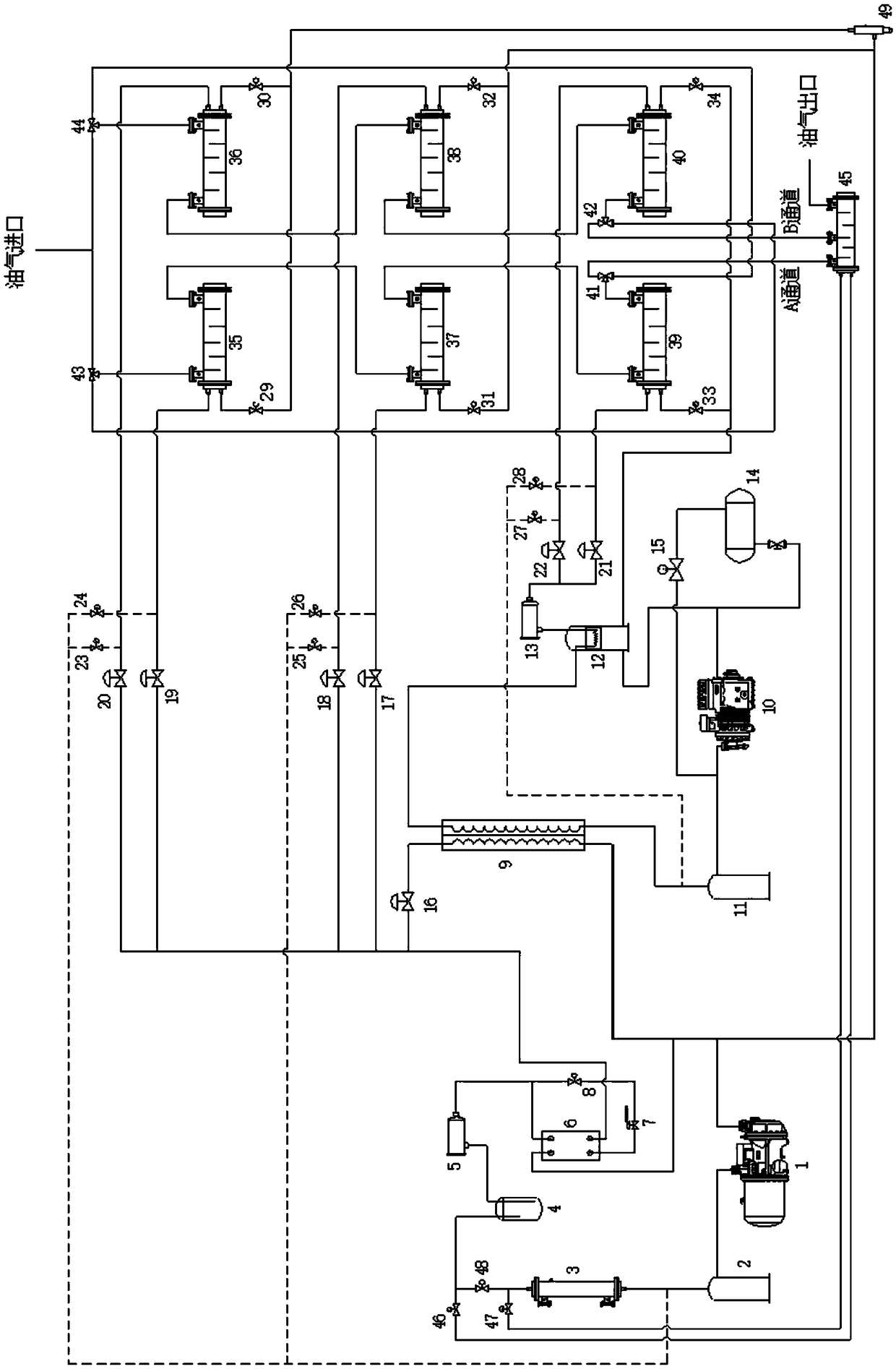 Double-heat-source defrosting oil gas recovery set capable of preventing refrigerant from migration