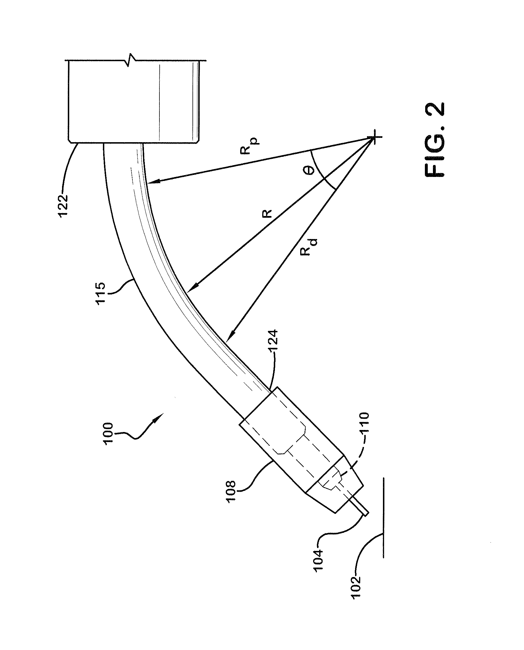 Welding gooseneck with variable radius