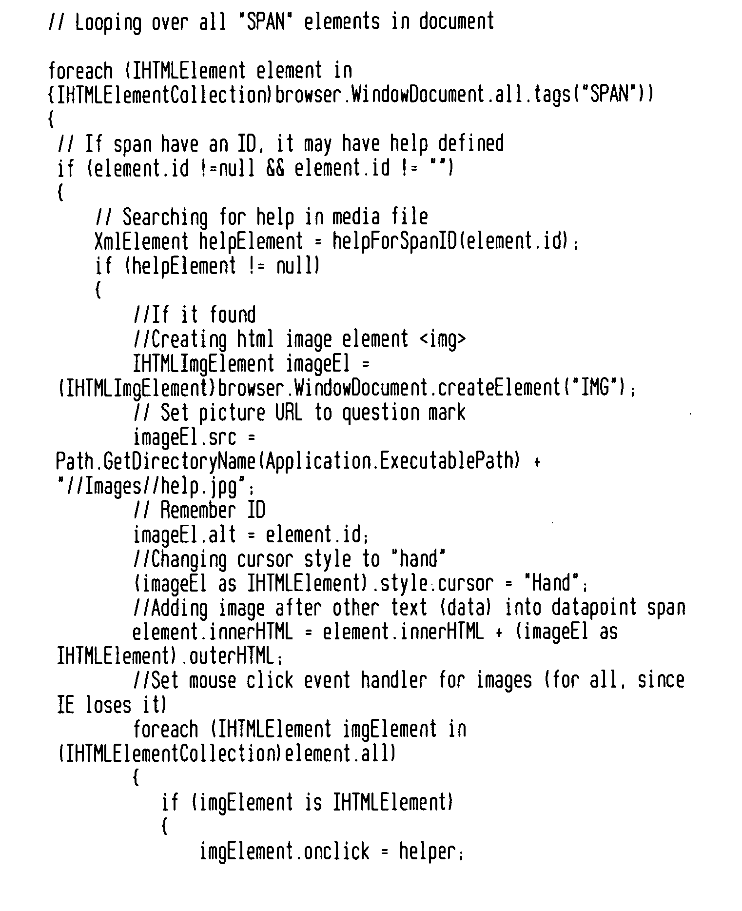 Method and system for embedding user assistance in documents utilizing markup languages