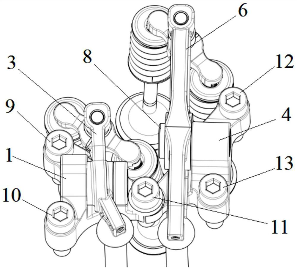 Valve mechanism rocker arm mounting device and aviation piston engine