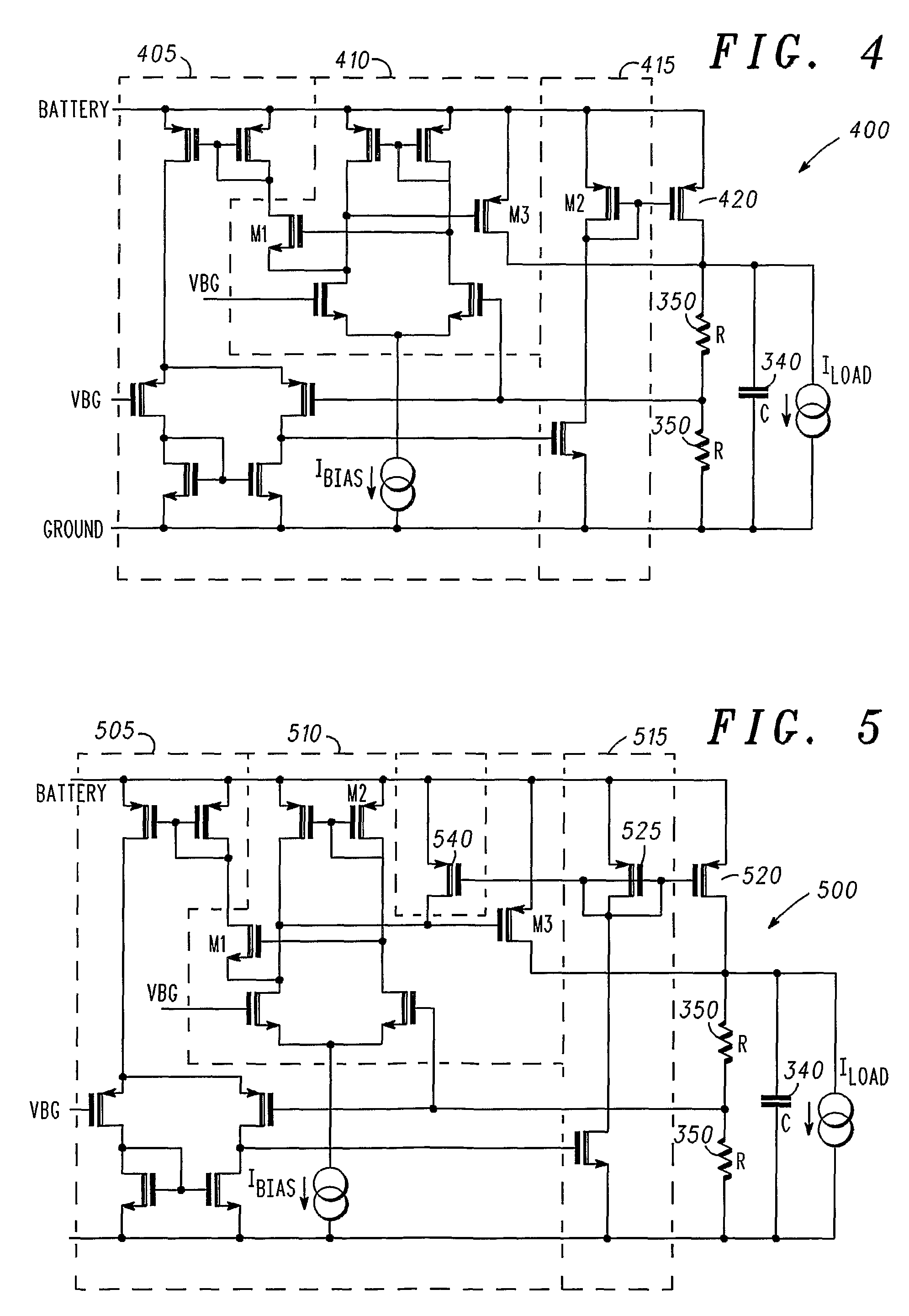 Voltage regulator with pass transistors carrying different ratios of the total load current and method of operation therefor