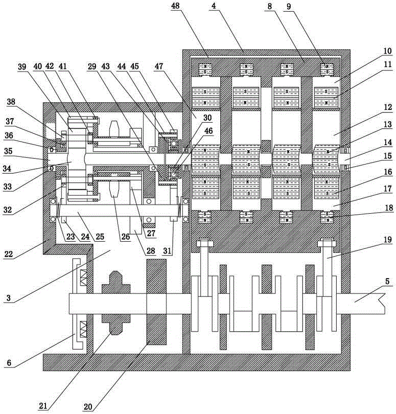 Permanent-magnetism power piston electromechanical hybrid machine