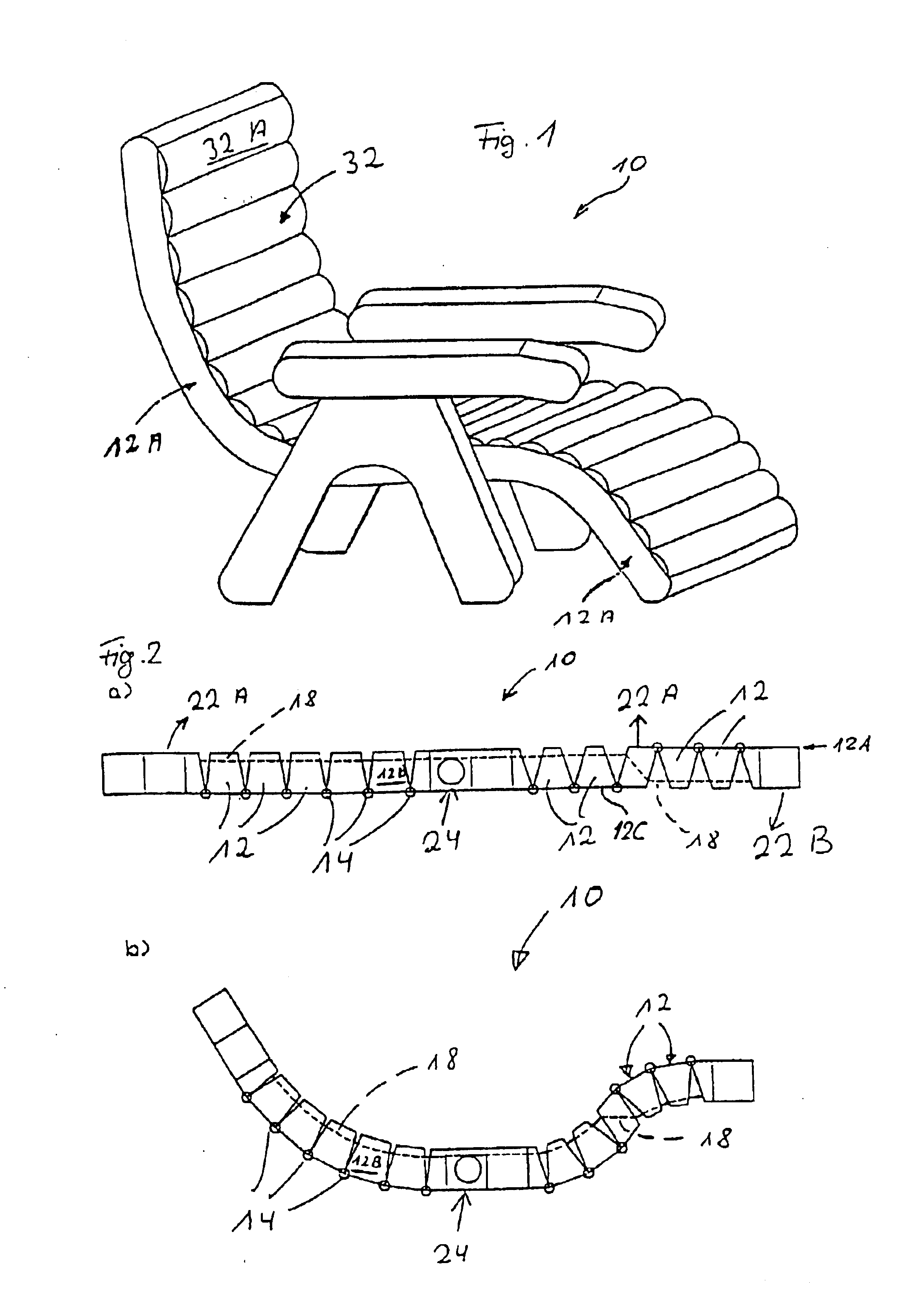 Adjusting device for beds, mattresses, seats and the like adjustable slatted bed-frames and adjustables seat or couch cushions