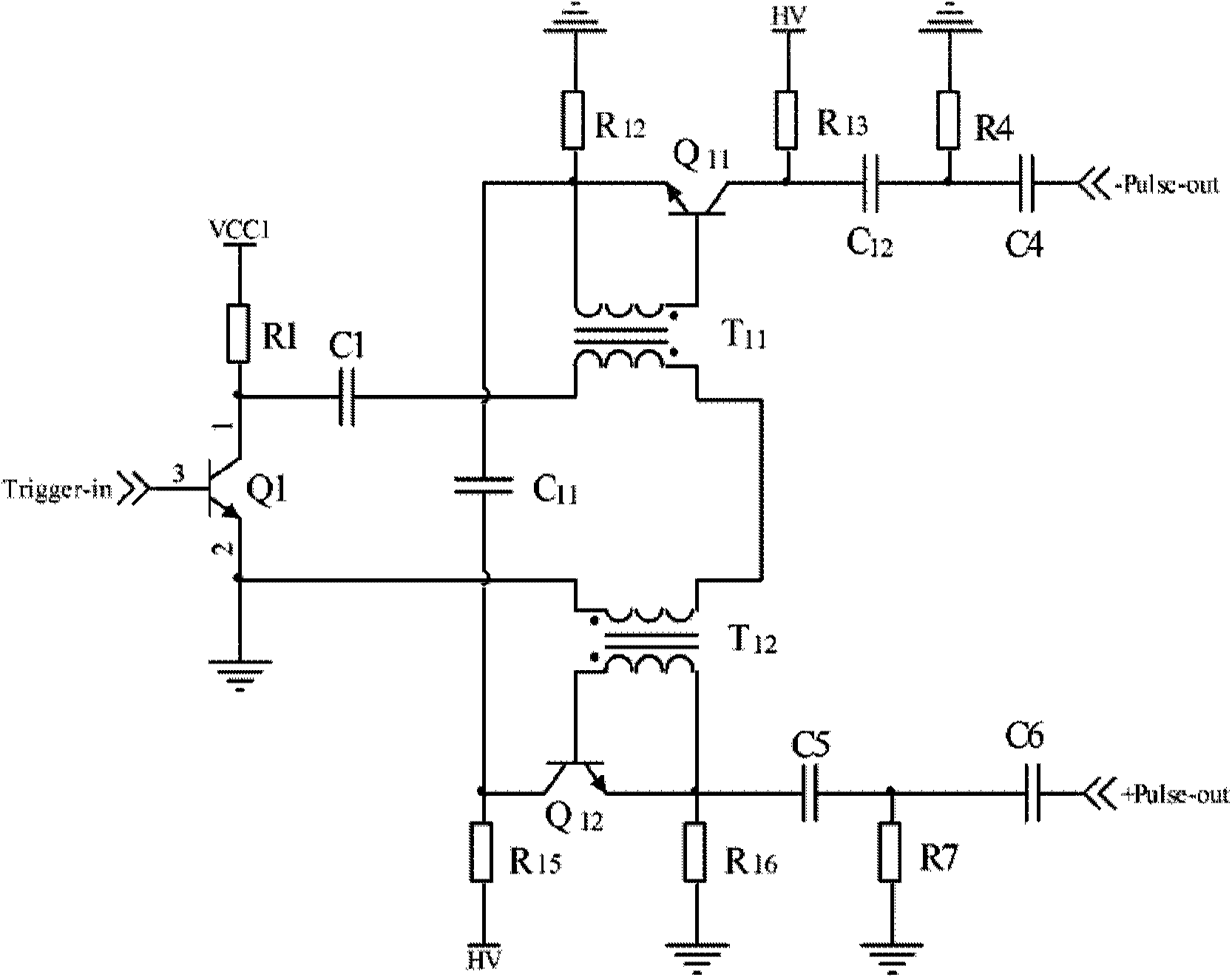 Amplitude increasing and width reducing circuit unit and pulse signal generating circuit and generator comprising amplitude increasing and width reducing circuit unit