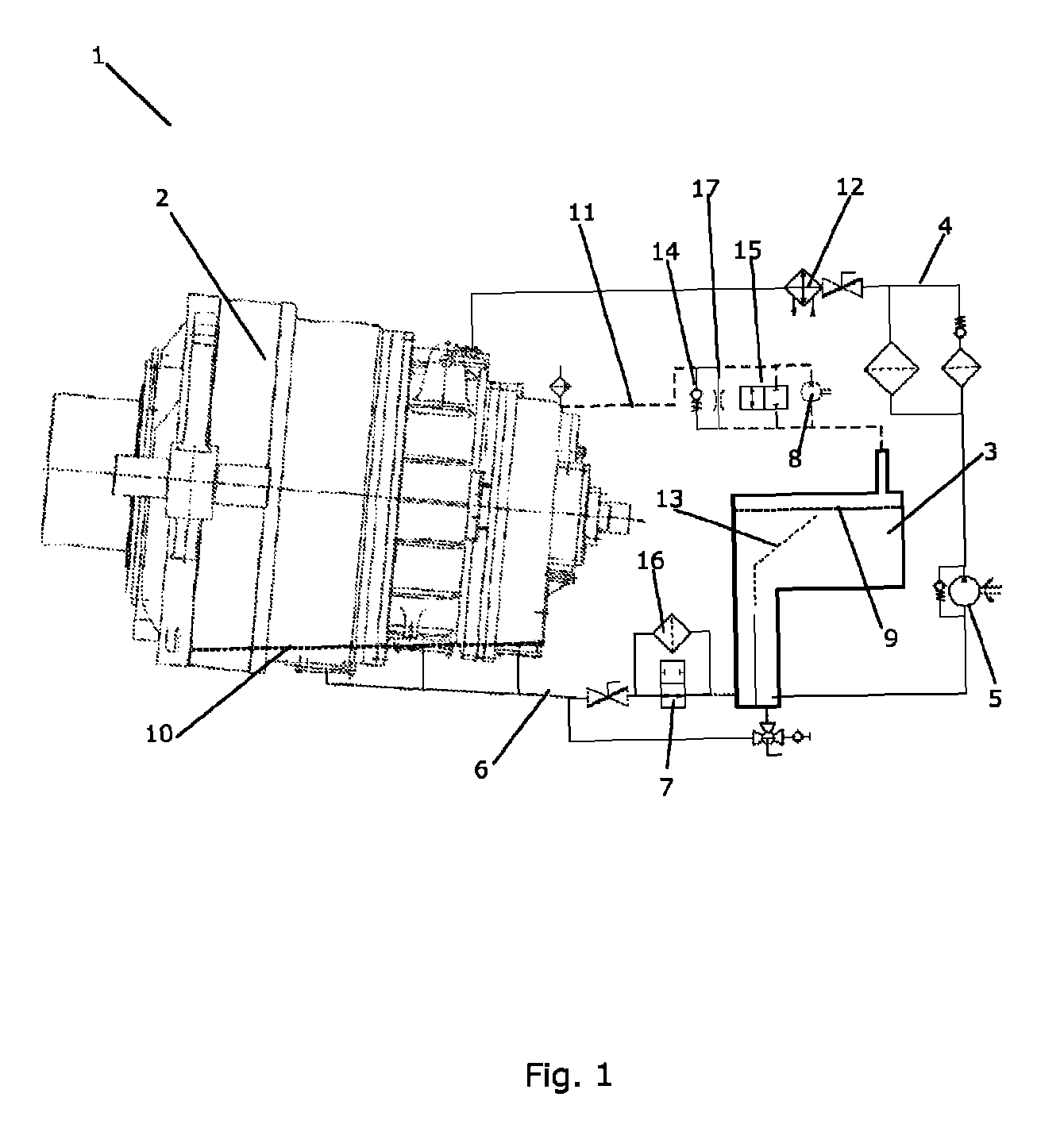 Lubrication system for a gear system providing emergency lubrication