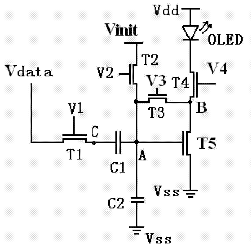 Pixel circuit of active organic electroluminescent display and programming method of pixel circuit