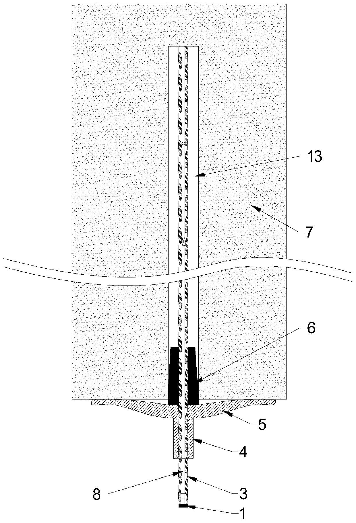 Multi-section type hollow grouting cable anchor and supporting method