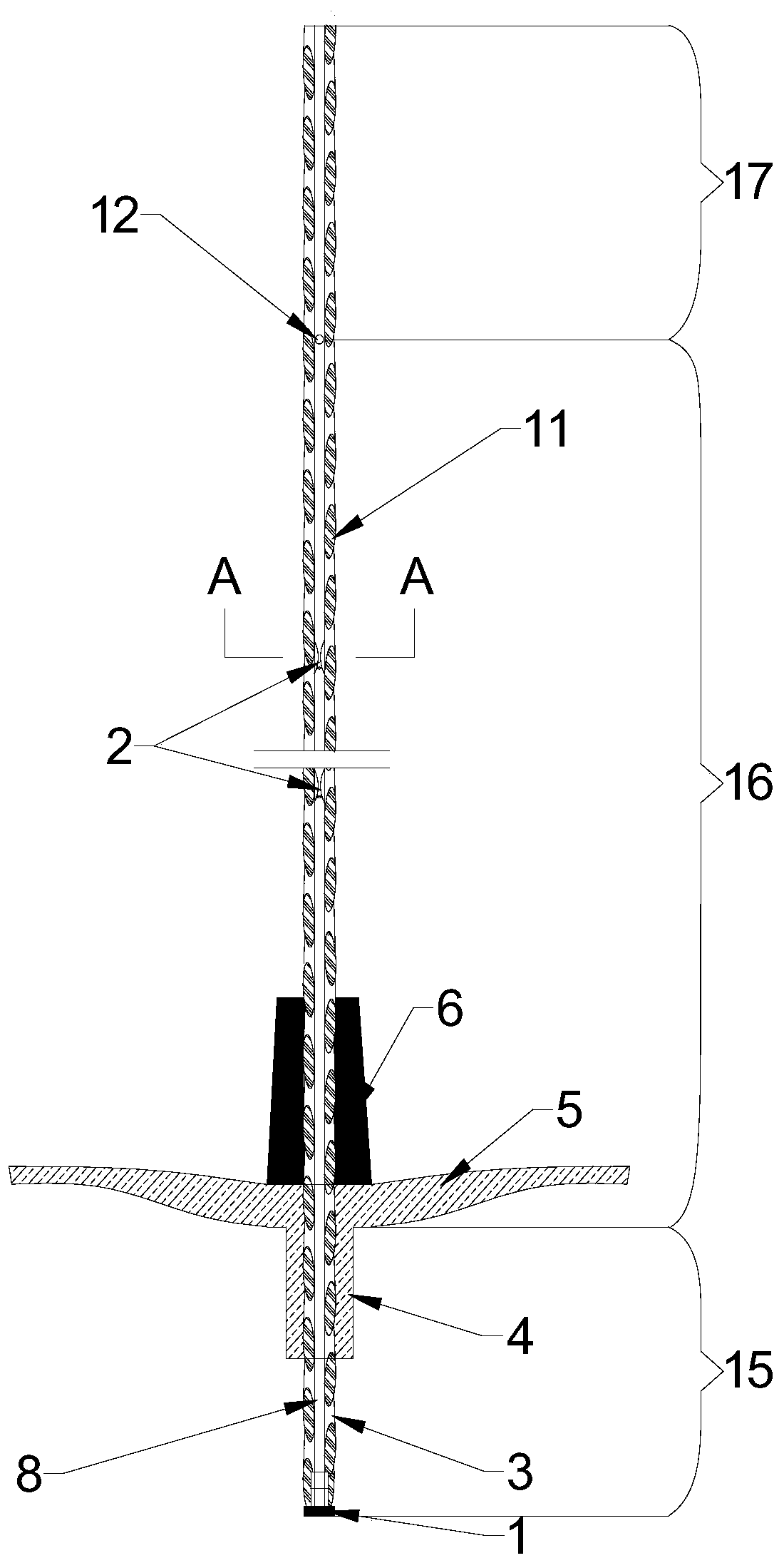 Multi-section type hollow grouting cable anchor and supporting method