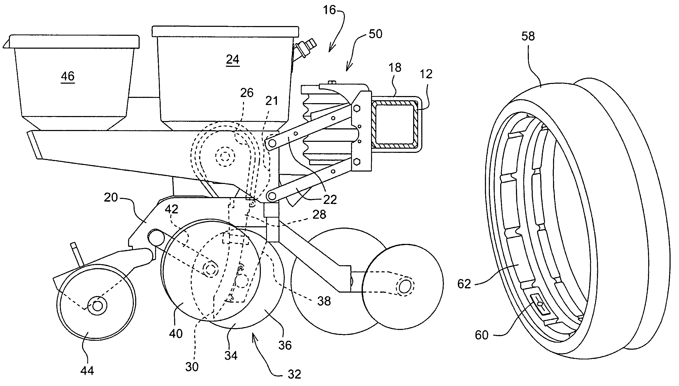 Pressure sensing system for a planter