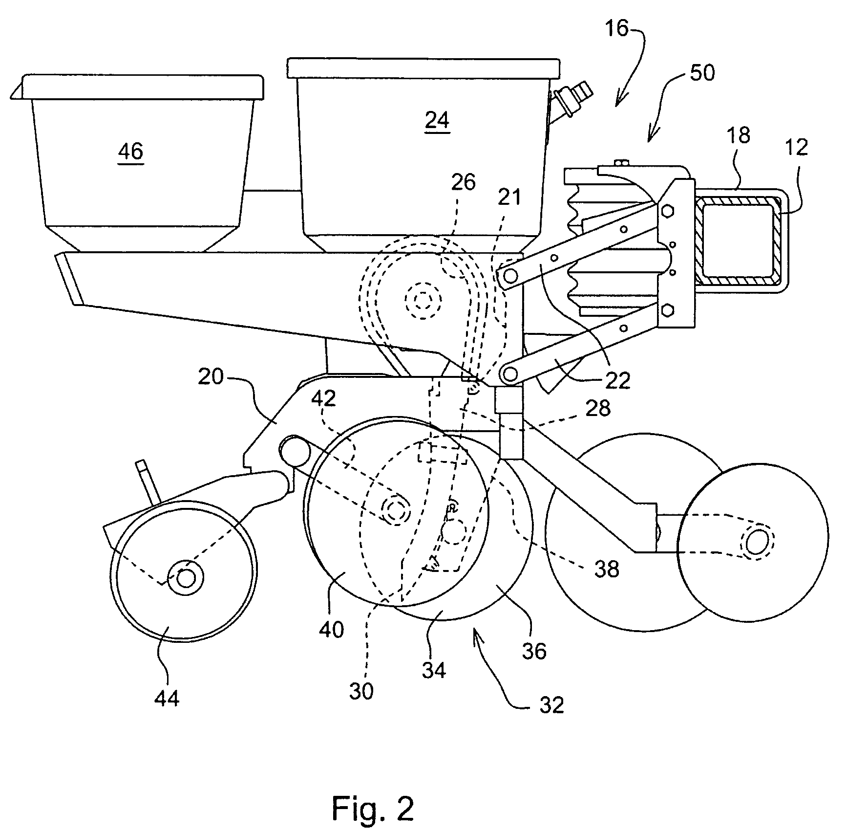 Pressure sensing system for a planter