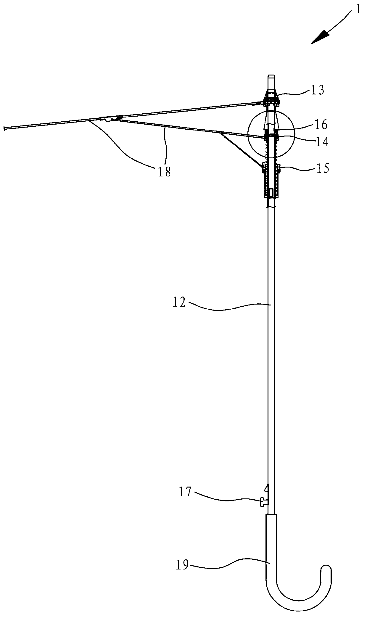 Umbrella with upper nest of cell box