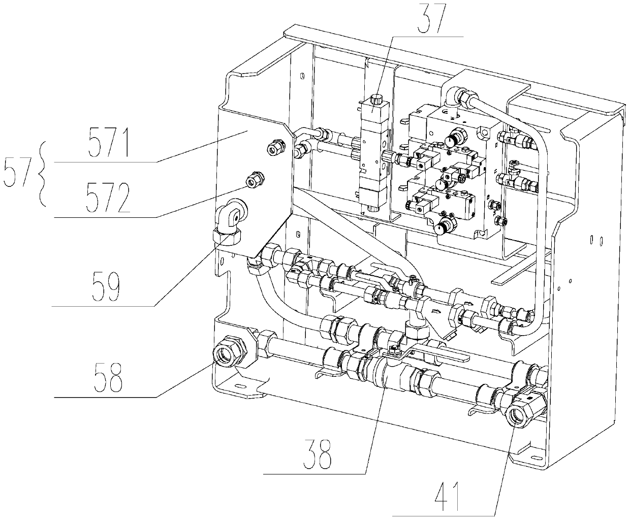 Pipeline arrangement device and driver cab front end structure