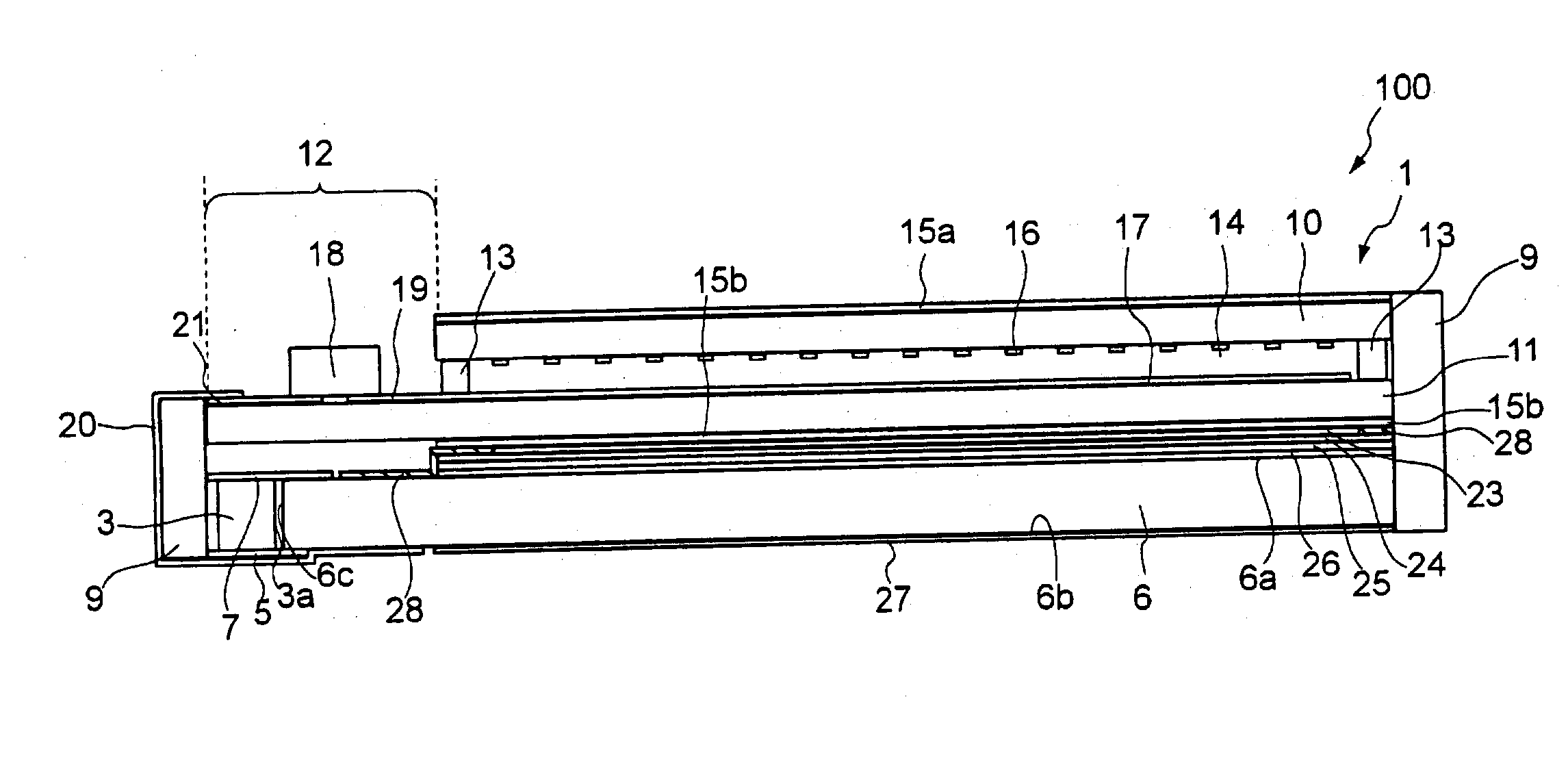 Radiating member,illuminating device, electro-optical device, and electronic device