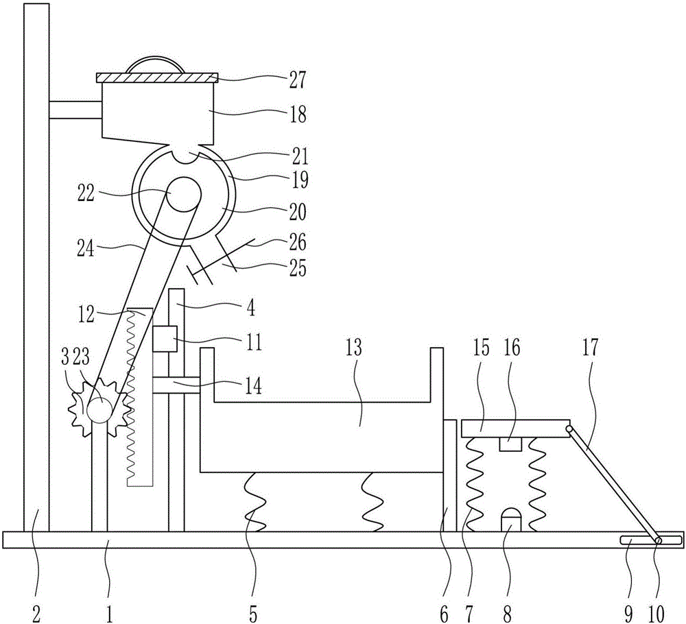 Automatic foodstuff adding device for livestock breeding