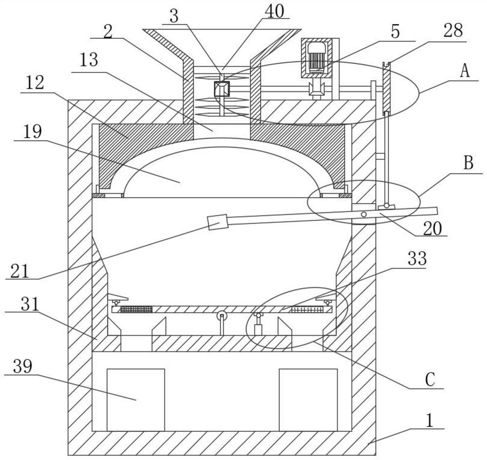 Crushing and sorting device for waste building structures