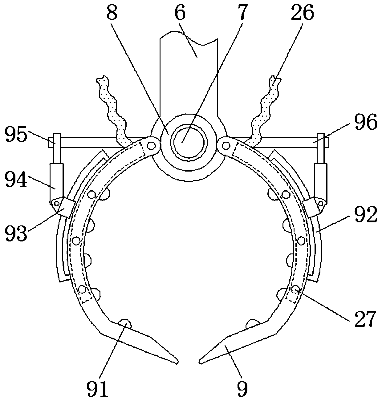 Antiskid cylinder aluminum alloy clamping and stacking device