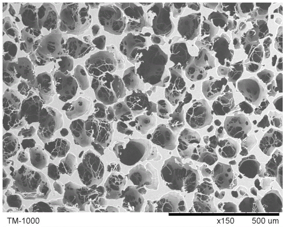 Open-cell polymer foam material and preparation method therefor