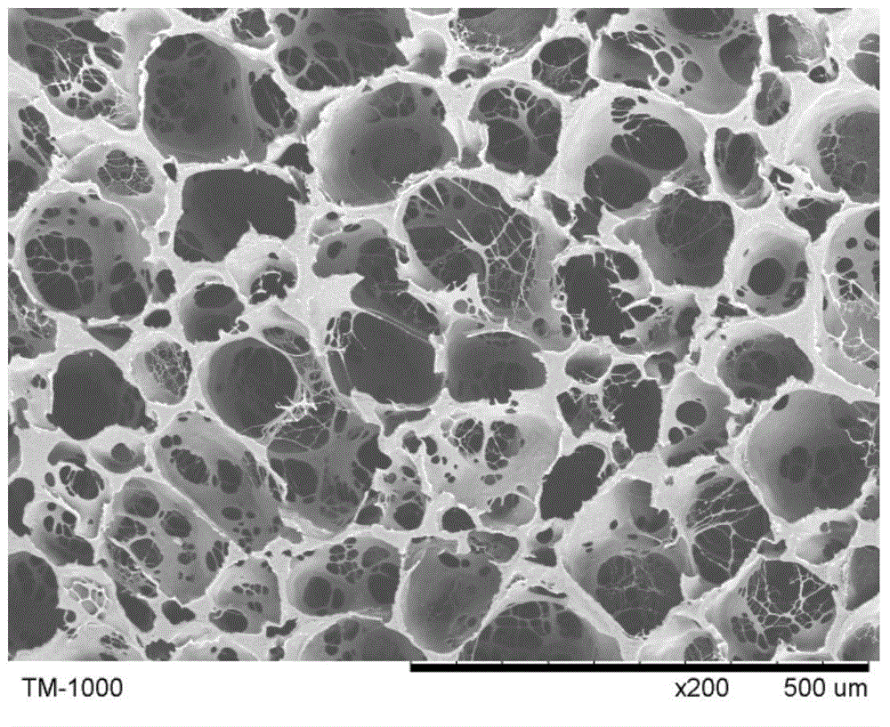 Open-cell polymer foam material and preparation method therefor