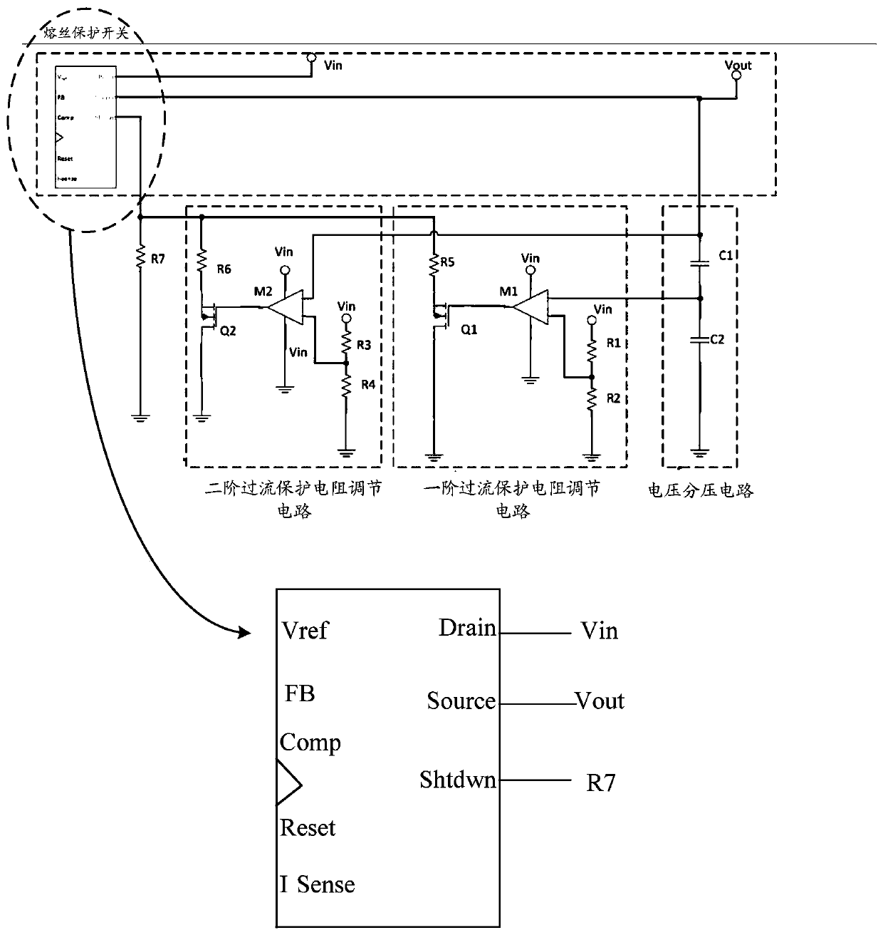 Circuit overcurrent protection device and method