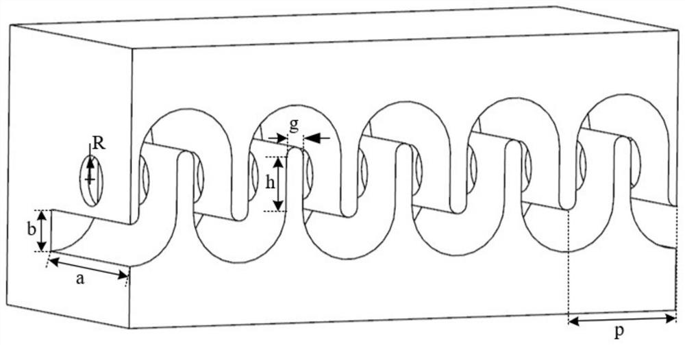 Trapezoid-like staggered double-gate slow wave structure