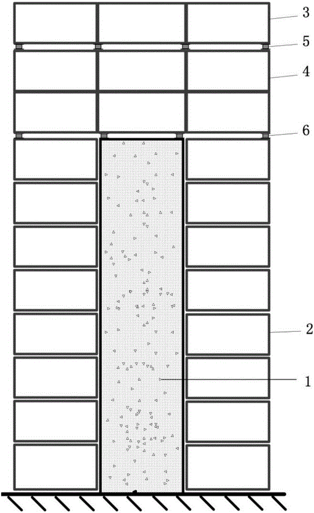 Top shock insulation module building structure with self-adaptive shock insulation floor number