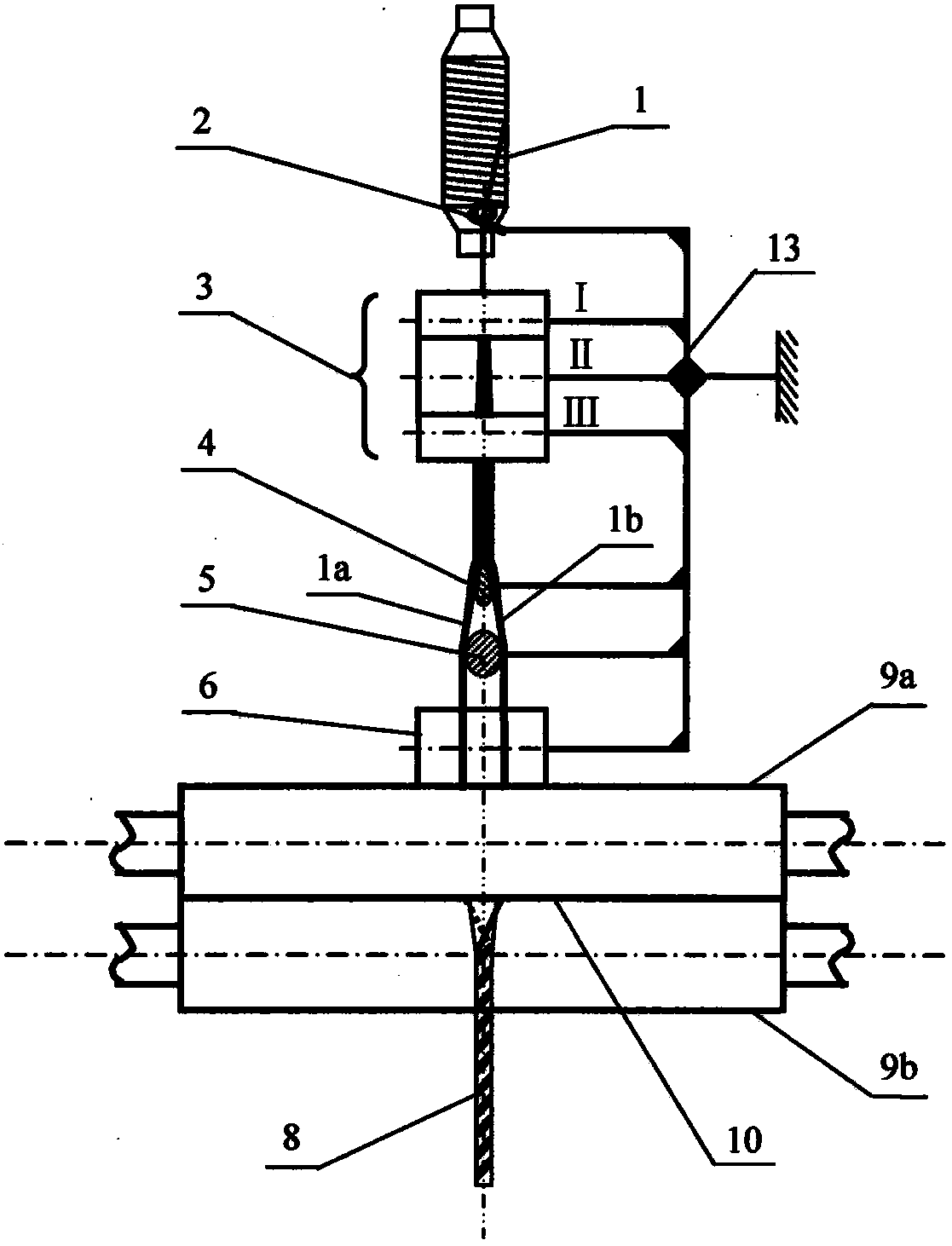 Filament splitting constant-tension double-side limiting composite spinning device, method and application