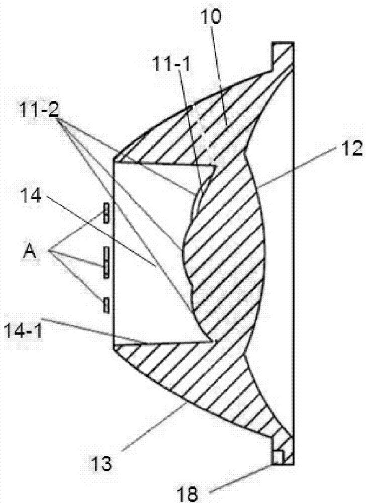 Multi-order secondary light distribution lens for dispersed LED (Light Emitting Diode) light source and equipment