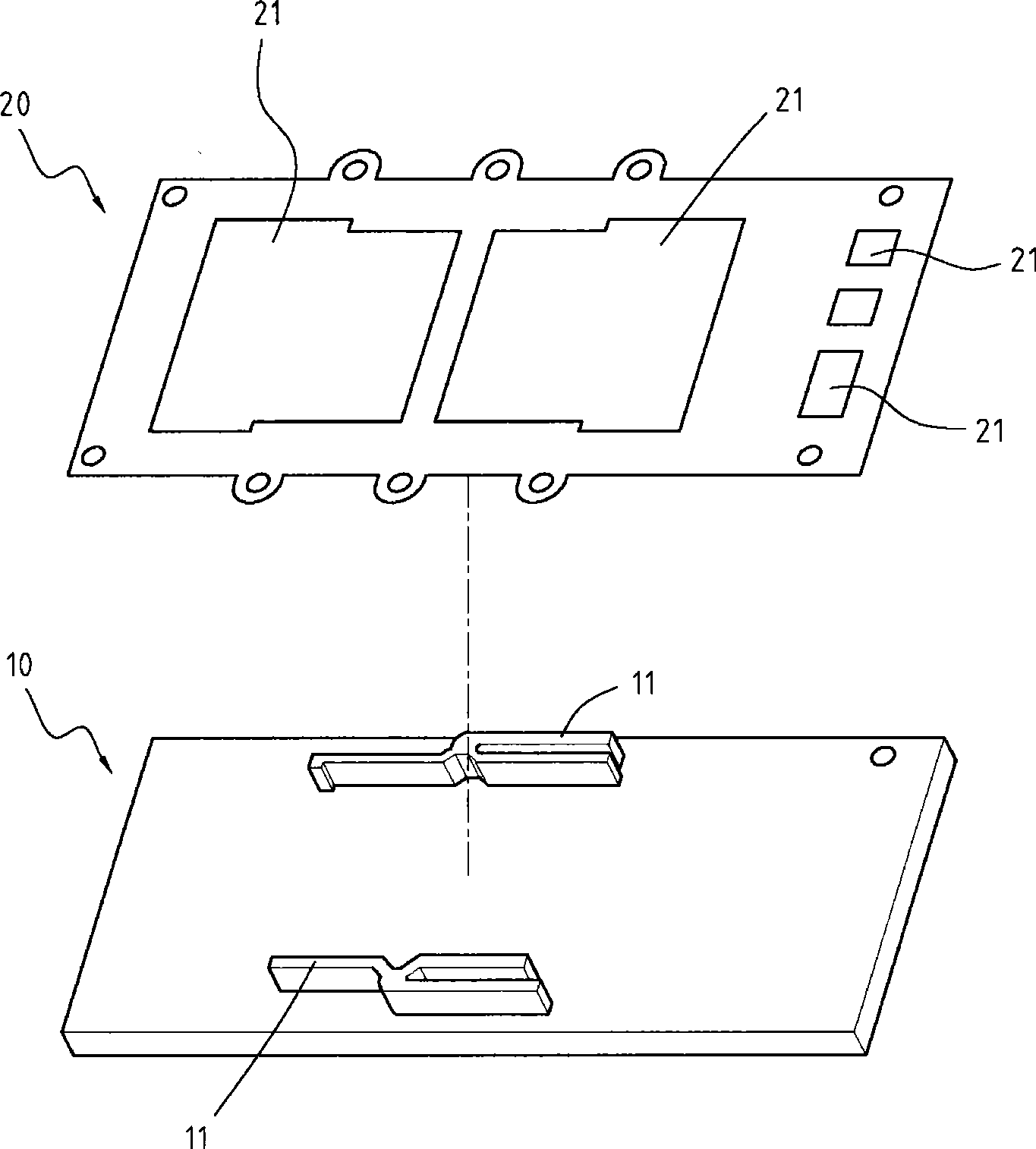 Assembling structure for flow passage board and following layer of fuel battery