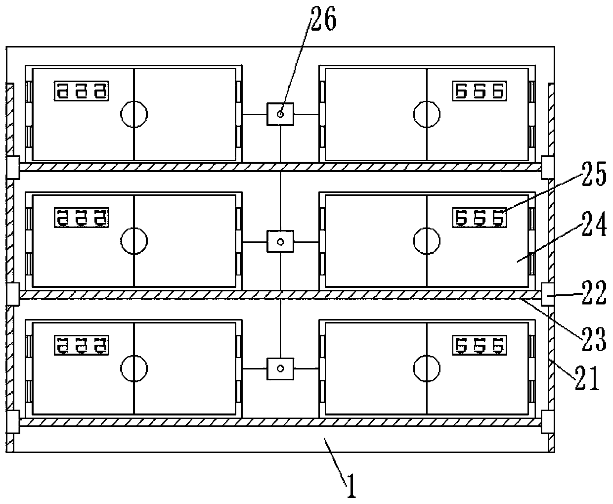 A classification storage device for products used in the production of electronic products