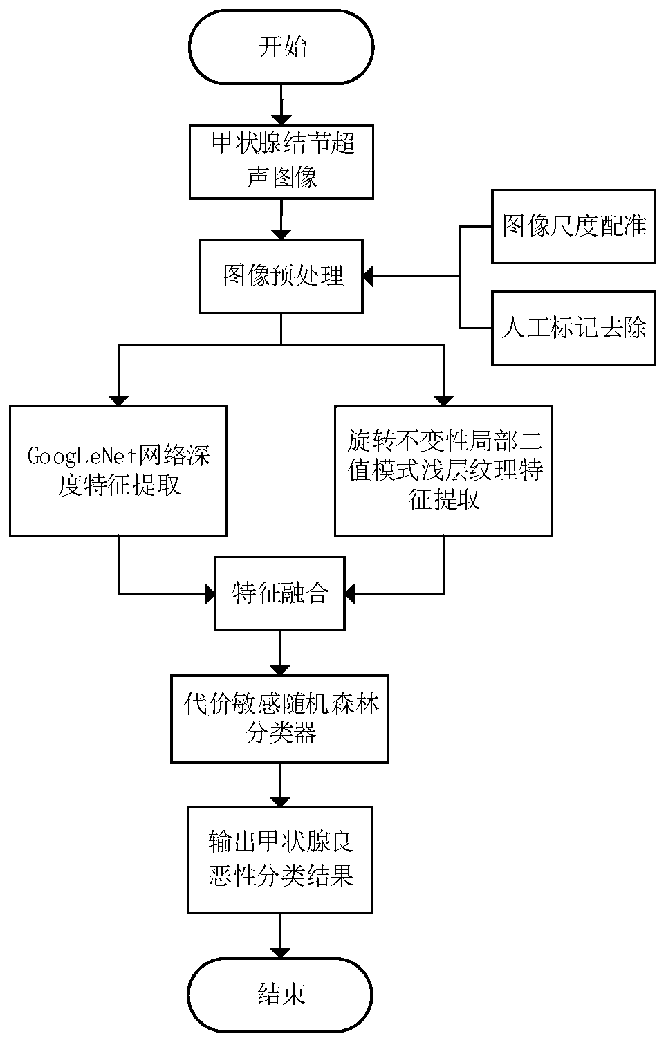 Thyroid ultrasound image nodule analysis method based on deep learning network and shallow texture feature fusion