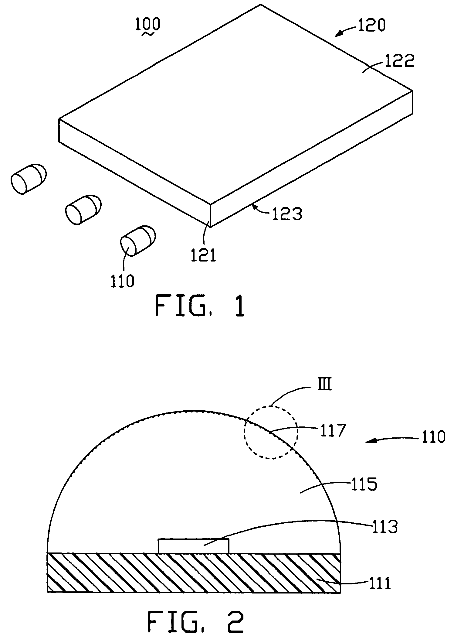 Light emitting diode having diffraction grating and planar light source device using the same