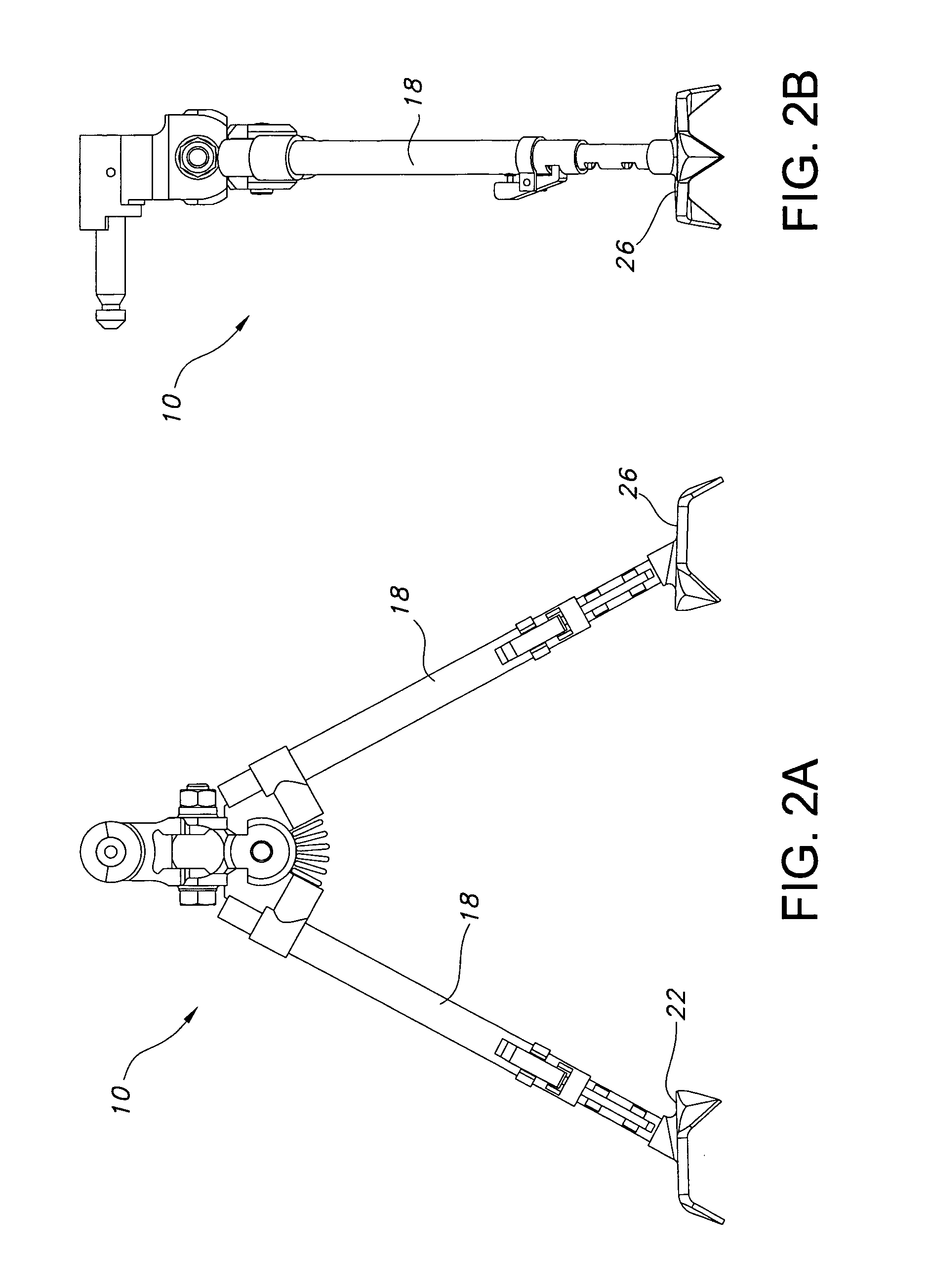 Bipod assembly with terrain-gripping end effecters