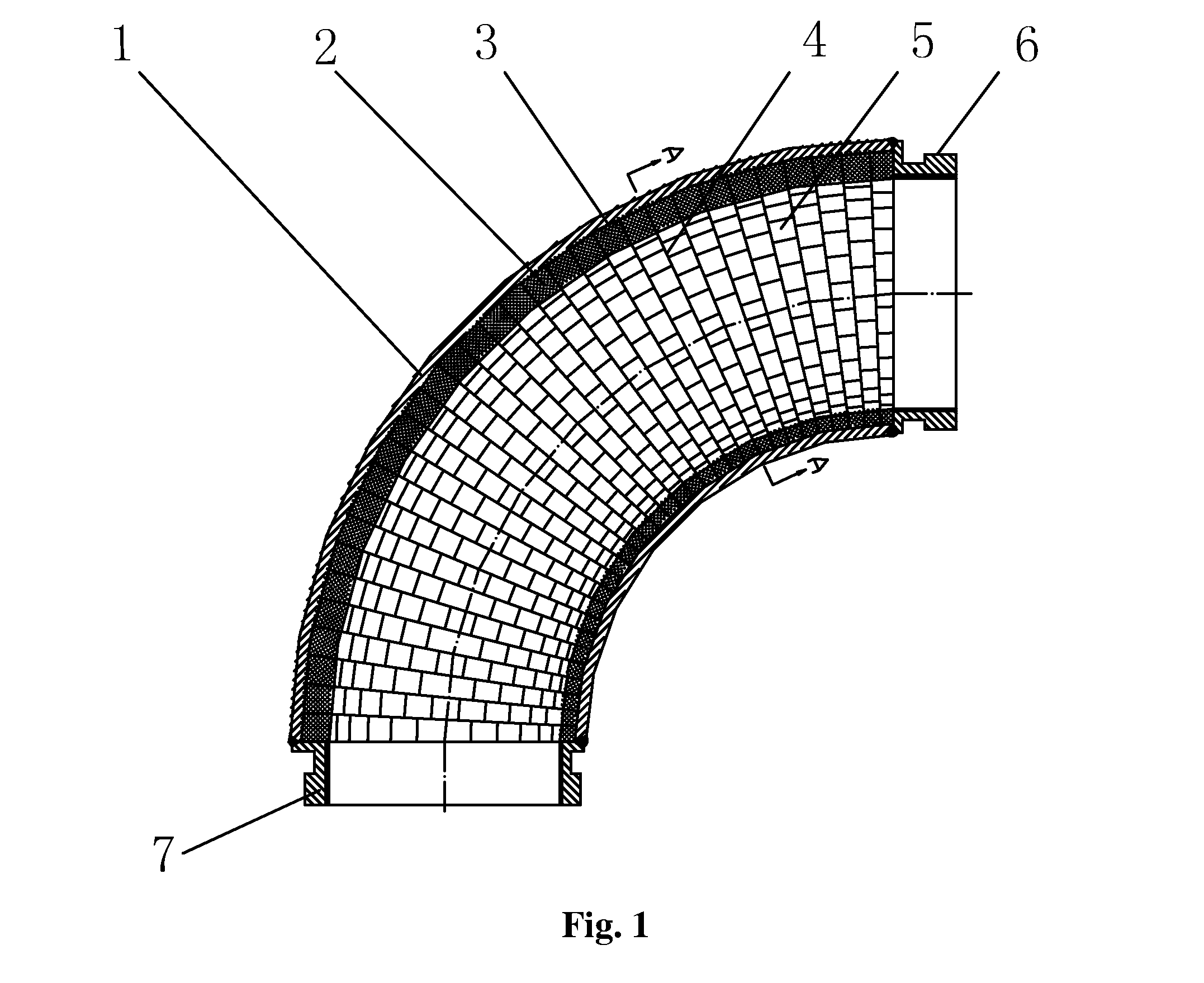 Abrasion-resistant ceramic elbow